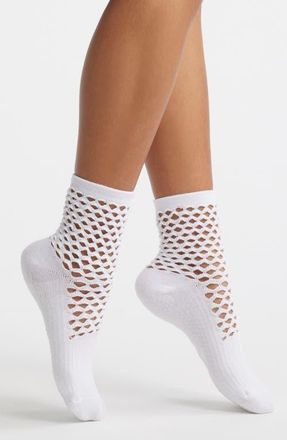 Stems Mesh Grippy Crew Socks in White at Nordstrom
