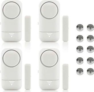 OEM Juego De 4 Alarmas Magn&eacute;ticas Para Ventanas Y Puertas - Alarma Para El Hogar - Sistema Antirrobo Inal&aacute;mbrico - Pilas Incluidas - Detectores Anti-intru