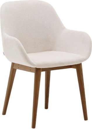 K Home Design Stuhl Konay mit Armlehnen - Bouclé Weiss/Eschenholz dunkel