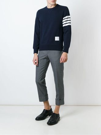 Thom Browne 4-Bar Striped Cotton Jersey Sweatshirt - Navy