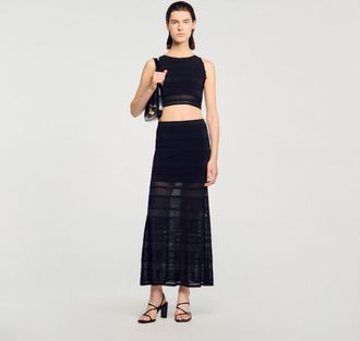 Sandro Falda larga de punto de fantasía