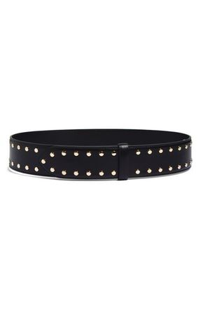 Khaite Studded Leather Belt in Black at Nordstrom, Size 100