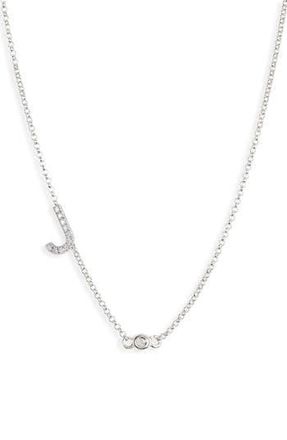 Meshmerise Bezel Diamond Initial Chain Necklace - 0.2ct. in White-J at Nordstrom Rack