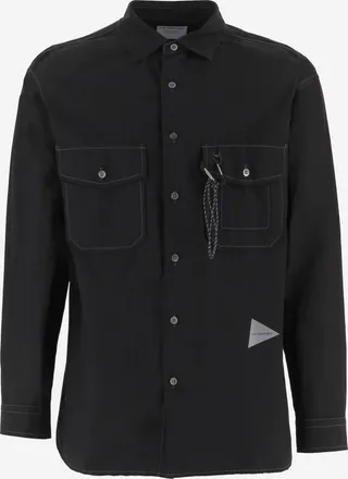 And Wander Mens Shirt Cotton-Blend Black