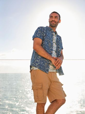 Fat Face FatFace Indigo Blue Leaf Print Shirt