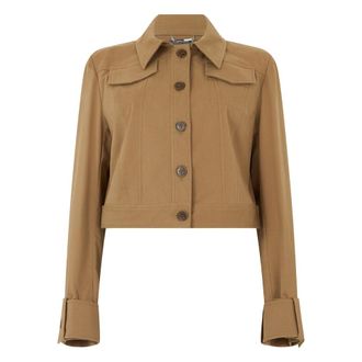 Alberta Ferretti Jassen, Dames, Beige, XS, Katoen, Cropped Jacket