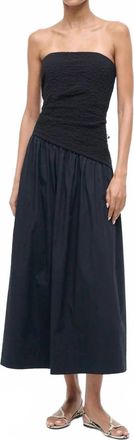 Staud Nia Strapless Midi Dress In Black