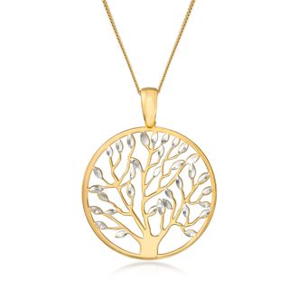 Ross-Simons Italian 18kt Gold Over Sterling Cut-Out Tree Of Life Pendant Necklace