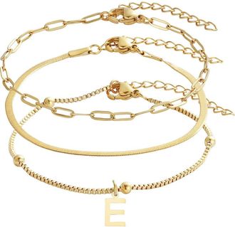 Adornia Set of 3 Tarnish Resistant 18K Gold Plated Chain Bracelets in Gold-E at Nordstrom Rack