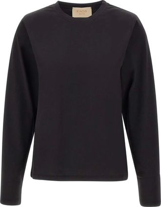 Kaos crew-neck long-sleeve top - women - Cotton - 38 - Black
