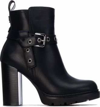 Refresh Womens Casual Heeled Ankle Booties In Black