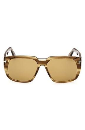 Tom Ford 56mm Square Sunglasses in Colored Havana /Brown at Nordstrom Rack