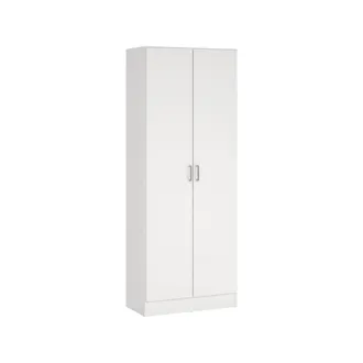 Dmora Armadio Multiuso 2 Ante Sora, 3 Ripiani, 2 Ante, 34.6x180h Cm Bianco