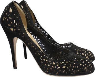 Valentino Garavani Valentino Womens Suede Laser Cut Pumps (Authentic Pre-Loved)