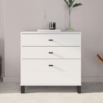 Dmora Aparador Mindo, Alacena 3 Cajones, Un Estante, Apertura Deslizante, 77x35x78 Cm Blanco Mate