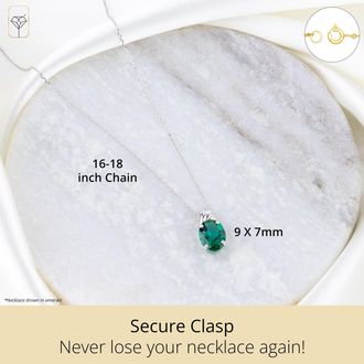 MAX + STONE 14k Yellow or White Gold Gemstone Oval Pendant Necklace with Drop Twist Setting