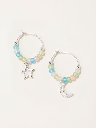 Fat Face FatFace Silver Tone Star Moon Hoops