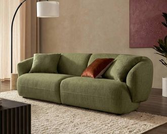 Castlery Auburn Sofa Customized, (Washed Chenille) Moss, Machine Washable, Modular for Green