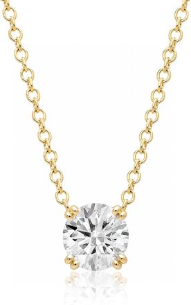 MAX + STONE 10K Yellow or White Gold Solitaire Round Pendant Embellished with Swarovski Zirconia Various Sizes
