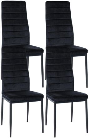 Clp Clp - Juego De 4 Sillas De Comedor Mayfair Negro Terciopelo