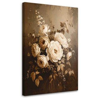 Feeby Cuadro En Lienzo, Naturaleza Muerta Con Ramo De Flores, 80x120