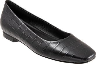 Trotters Honor Flat - Multiple Widths Available in Black Croc Print Leather at Nordstrom, Size 10.5