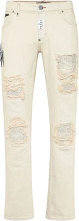 Philipp Plein Jeans, Heren, Beige, W31, Denim, Denim Rock Star Fit Broek