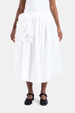 Simone Rocha Womens White Poplin Peplum Skirt With Rosette
