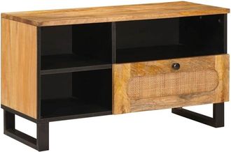 vidaXL TV Cabinet with Drawer Brown 80 x 33 x 46 cm Solid Mango Wood vidaXL