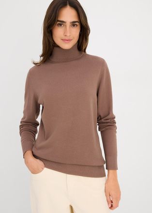 Bonprix Rollkragenpullover BONPRIX Rollkragenpullover, Damen, Gr. 56/58 (XXXL), braun (lehmbraun), Obermaterial: 70% Baumwolle, 30% Polyamid, figurbetont, Pul