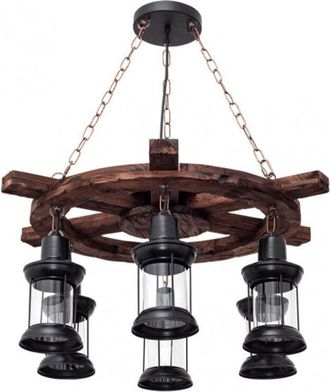 OEM Colgante Rustico Finca 6xe27 Timonel Negro Regx75x75 Cm