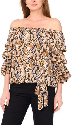 Vince Camuto Bubble Sleeve Off the Shoulder Top in Foxtrot at Nordstrom, Size X-Large