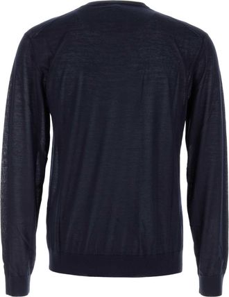 Prada Mens Cashmere-Silk Blend Sweater Navy