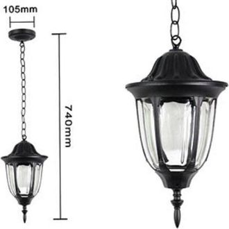 Trade Shop Trade Shop Traesio - Trade Shop - Lanterna Sospesa Da Soffitto Lampada Giardino Retr&ograve; Per Esterno Con Catena - Negro