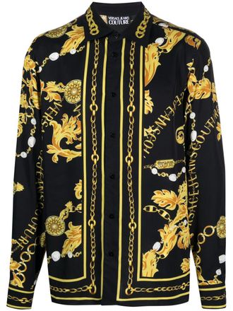 Versace Jeans Couture baroque-pattern long-sleeve shirt - Black