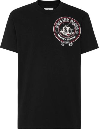 Philipp Plein Jersey T-shirt Round Neck SS Money Mouse - Heren - T-shirts - Zwart - 2XL - Katoen - Tops