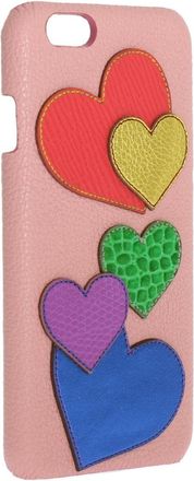 Dolce & Gabbana Pink Leather Heart Phone Cover Accessory