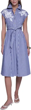 Halston Heritage Midi Stripped Shirt Dress