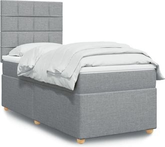 vidaXL Vidaxl - Cama Box Spring Con Colch&oacute;n Tela Gris Claro 80x200 Cm