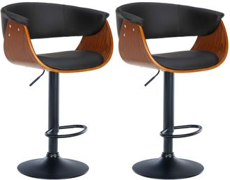 Clp Clp - Set De 2 Taburetes De Bar Vestal Nogal/negro Simil Cuero
