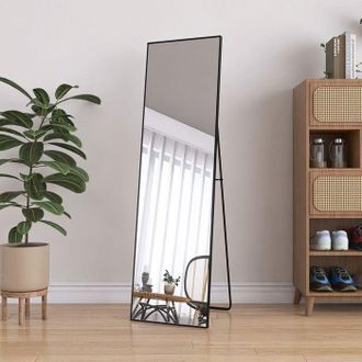 OEM Espejo De Pared Y De Pie Para Habitaci&oacute;n Negra - Gran Espejo De Maquillaje Seguridad Antichoque 140x40 Cm - Marco De Aluminio Minimalista