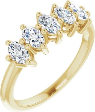 Pompeii3 1Ct Five Stone Marquise Diamond Wedding Ring in 14k White or Yellow Gold