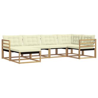 vidaXL Conjunto De Sof&aacute;s De Exterior Con Coj&iacute;n 6 Pcs Blanco Y Crema Vidaxl