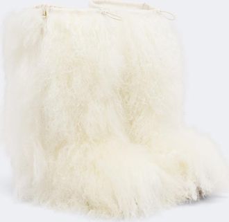 Yves Salomon Leather-trimmed shearling mid-calf boots