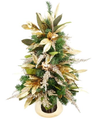 Creative Displays Inc. Handmade Modern Holiday Tree With Magnolia Leaves & Ornaments