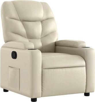vidaXL Sillón reclinable de cuero sintético crema Vidaxl