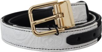 Dolce & Gabbana Witte Zwart Patchwork Gouden Metalen Gesp Ceintuur