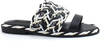 Liu Jo Leren Slider - Dames - Sandalen - Zwart - 36 EU - Leer - Schoenen