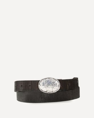 Brunello Cucinelli Texture calfskin Belt with braided metal buckle Male 105