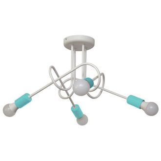Netlighting Oxford Multi Arm Semi Flush Ceiling Light White Turqouise 44cm